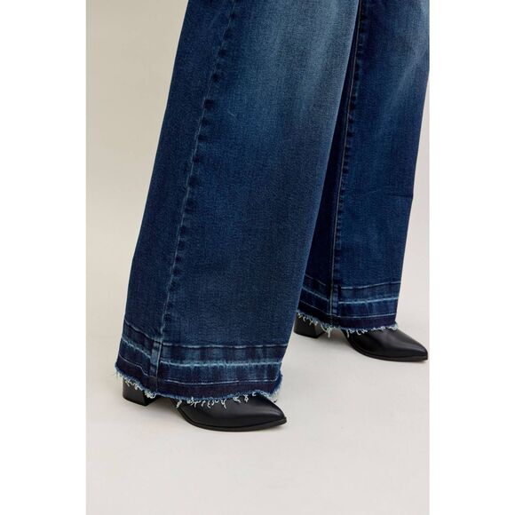 Judy Blue High Waist Palazzo Widest Leg Jeans &  Front Patch Pockets 28" [size 7 - Picture 3 of 7